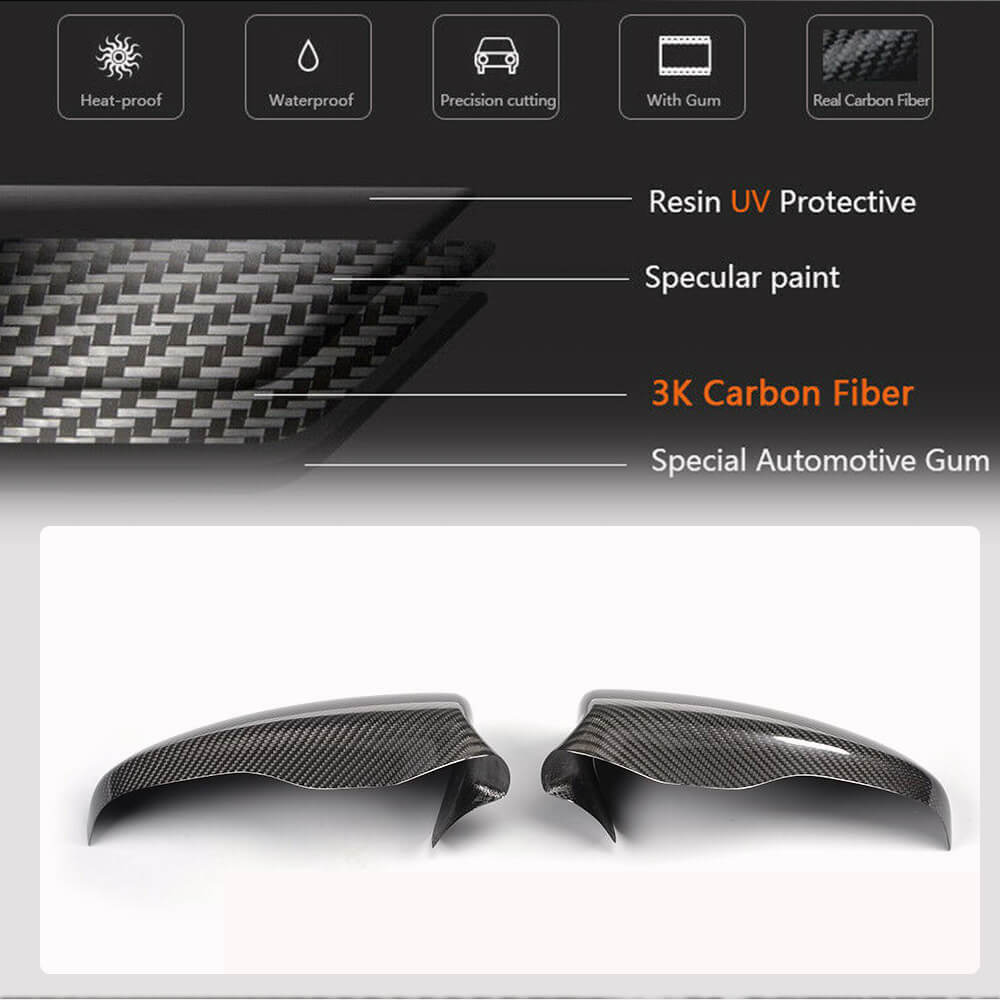 BMW 5 Series F10 M5 2012-2014 Mirror Covers Add-on Carbon Fiber-Ahacarbon