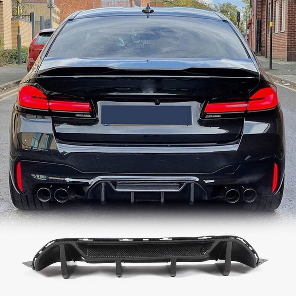 BMW 5 Series F90 M5 Pre-LCI 2018-2020 Rear Bumper Diffuser Lip Carbon Fiber-Ahacarbon