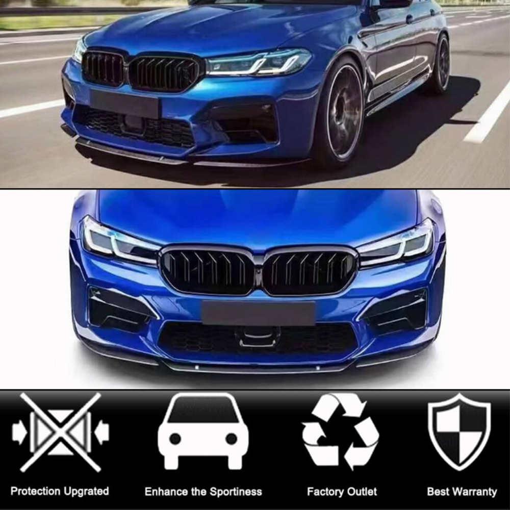 BMW 5 Series F90 M5 Sedan 2021+ Front Bumper Lip Dry Carbon Fiber 3pcs-Ahacarbon