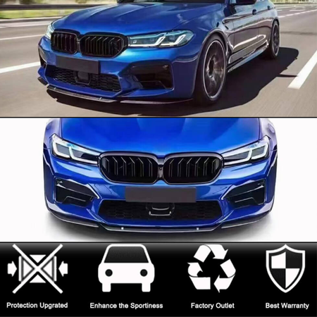 BMW 5 Series F90 M5 Sedan 2021+ Front Bumper Lip Dry Carbon Fiber 3pcs-Ahacarbon