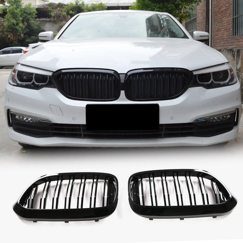 BMW 5 Series G30 G38 520i 540i F90 M5 2017-2020 Front Grille Glossy Black ABS-Ahacarbon