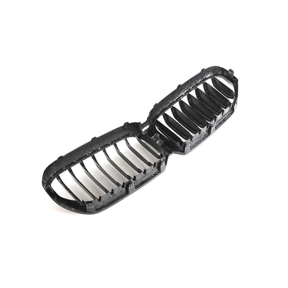 BMW 5 Series G30 G38 LCI 2021-2023 Front Grille Dry Carbon Fiber(with camera hole)-Ahacarbon
