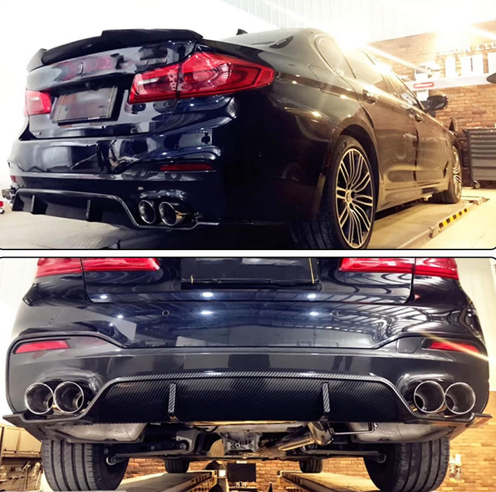 BMW 5 Series G30 Pre-LCI 2017-2019 Rear Bumper Diffuser Carbon Fiber-Ahacarbon