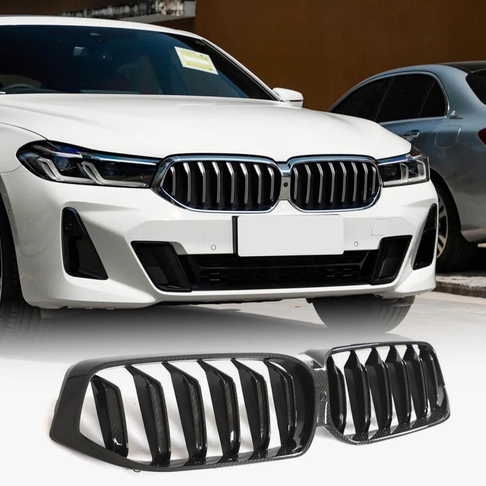 BMW 6 Series GT G32 LCI 2021-2023 Front Grille Dry Carbon Fiber-Ahacarbon