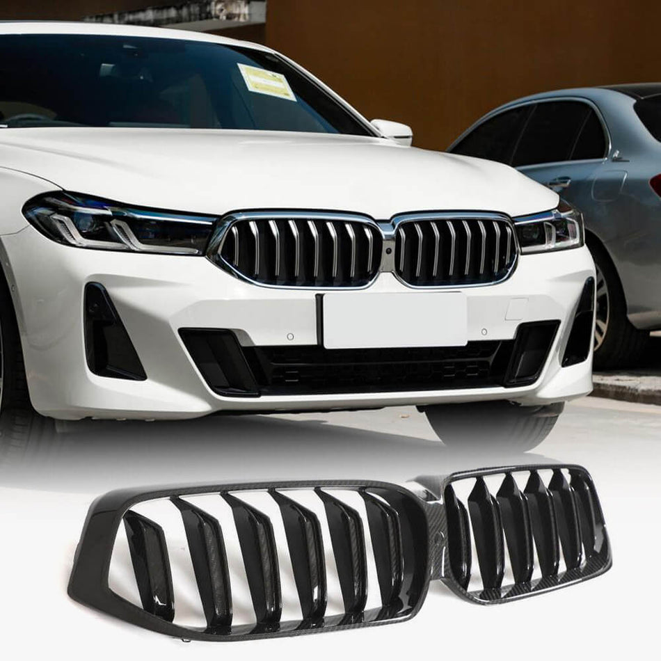 BMW 6 Series GT G32 LCI 2021-2023 Front Grille Dry Carbon Fiber-Ahacarbon