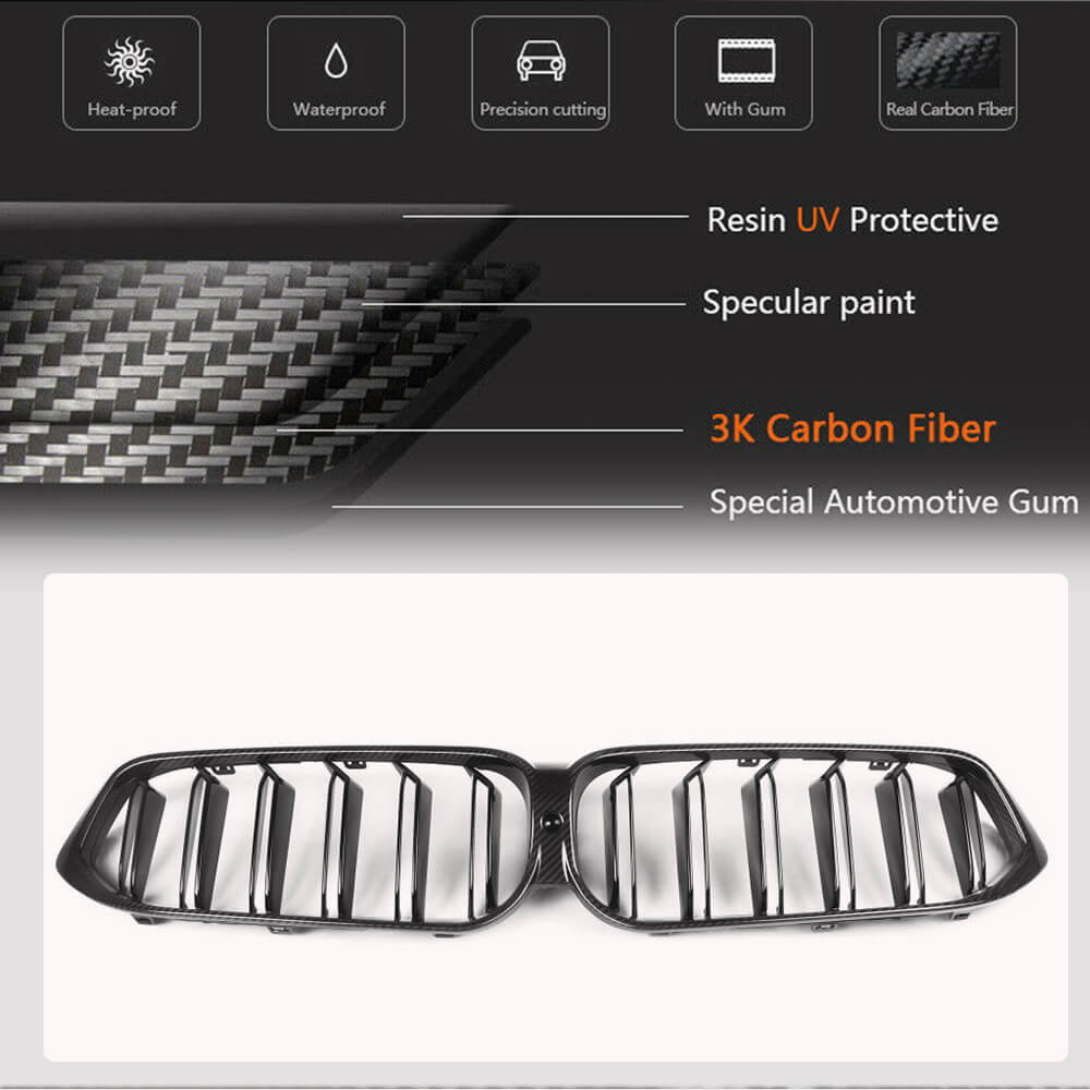 BMW 6 Series GT G32 LCI 2021-2023 Front Grille Dry Carbon Fiber-Ahacarbon