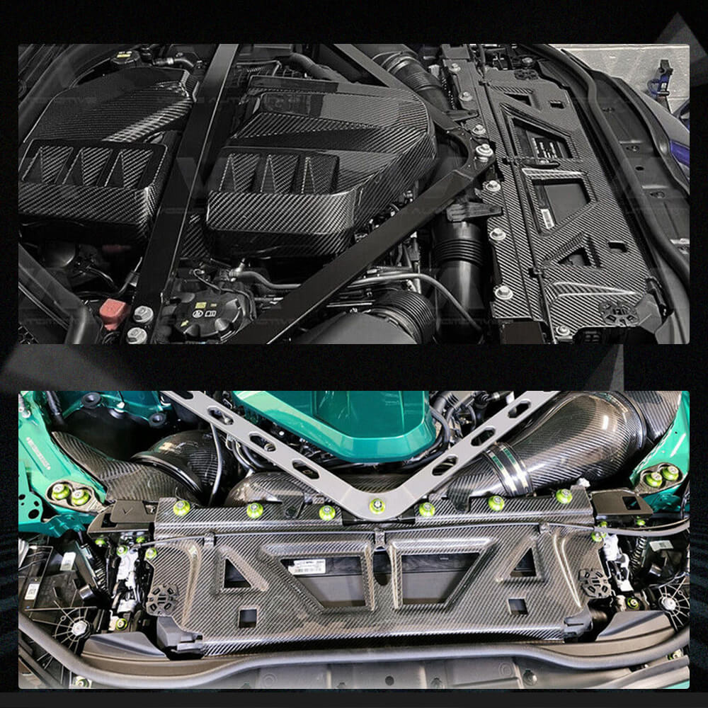 BMW G80 M3 G82 M4 G87 M2 2021-2023 Water Tank Radiating Plate Cover Dry Carbon Fiber-Ahacarbon