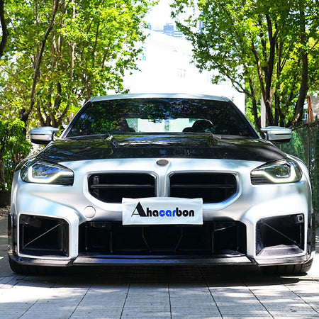 BMW G87 M2 M Performance 3PC Front Bumper Lip Carbon Fiber Gloss Black 2022-2025-Ahacarbon