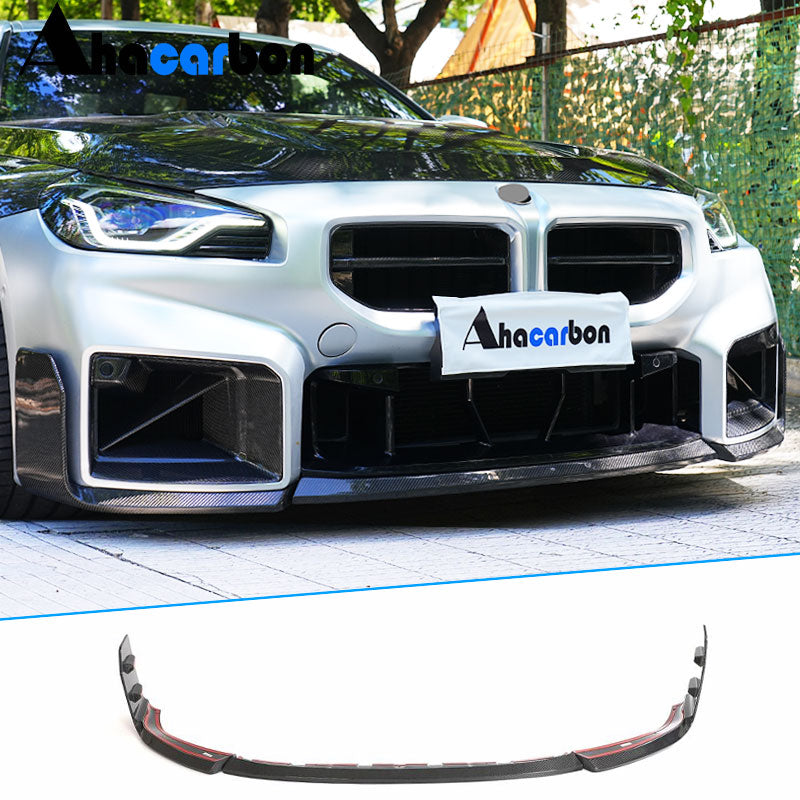 BMW G87 M2 M Performance 3PC Front Bumper Lip Carbon Fiber Gloss Black 2022-2025-Ahacarbon