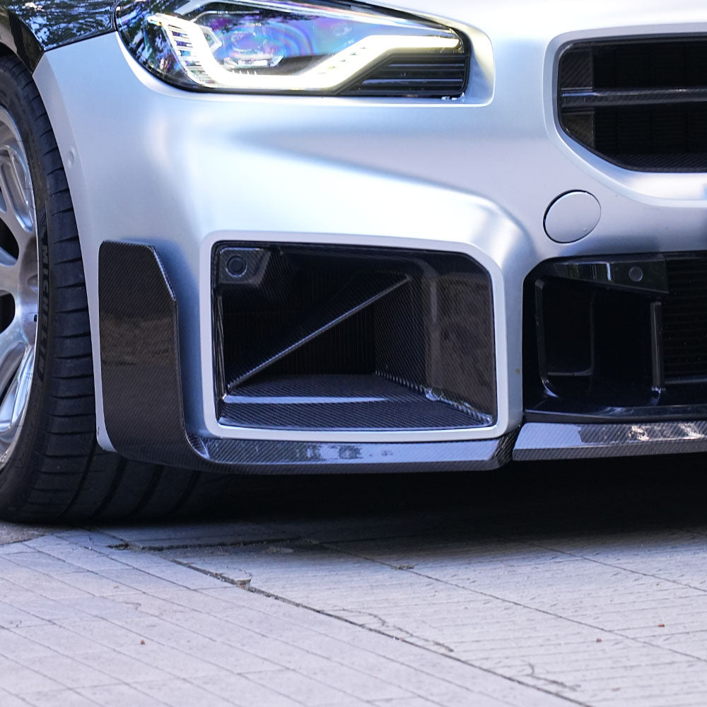 BMW G87 M2 M Performance 3PC Front Bumper Lip Carbon Fiber Gloss Black 2022-2025-Ahacarbon