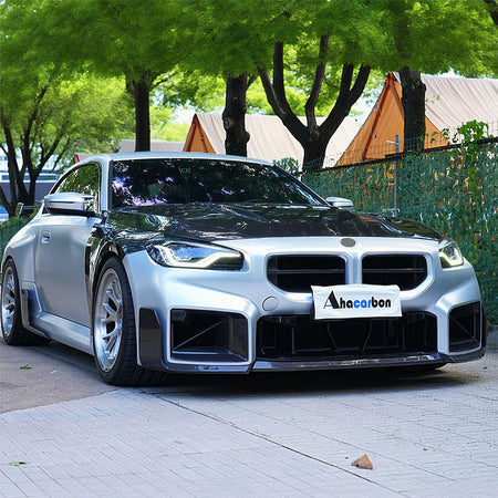 BMW G87 M2 M Performance 3PC Front Bumper Lip Carbon Fiber Gloss Black 2022-2025-Ahacarbon