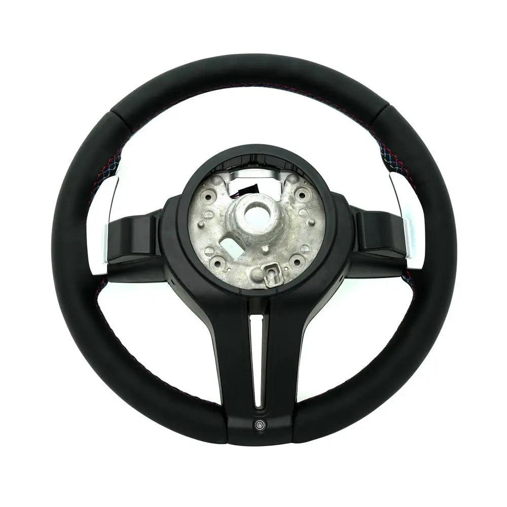 BMW Universal M Series F Series X3 F25 / X4 F26 / X5 F15 / X6 F16 & more Steel Fork Design Steering Wheel with Carbon Fiber trim cover Red/Blue (Paddles+Buttons+Carbon fiber Trim Cover+Flat Bottom)-Ahacarbon
