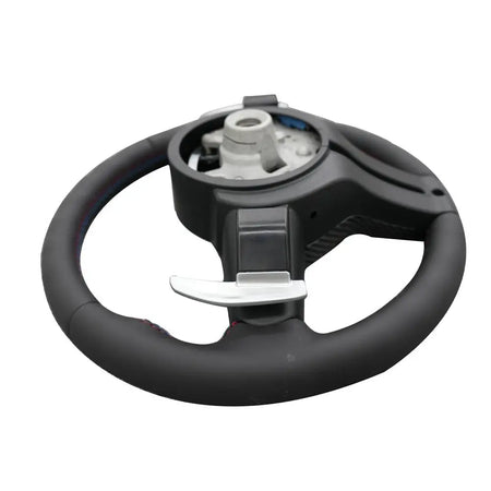 BMW Universal M series M3 M4 F series F30 F10 F15 F16 Leather Steering Wheel Upgraded with Carbon Fiber Steering Wheel Trim Cover (Paddles+Buttons+Carbon fiber Trim Cover+Flat Bottom)-Ahacarbon