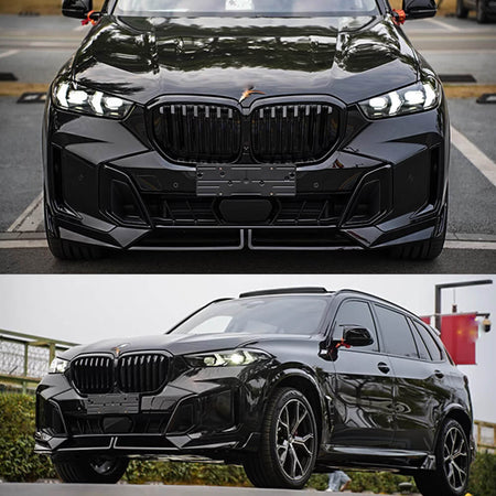 BMW X5 G05 LCI M Sport 2023-2025 Front Bumper Lip Glossy Black ABS-Ahacarbon