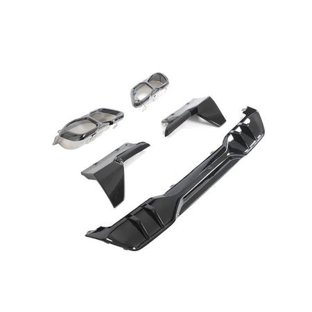 BMW X5 G05 Sport Utility 4-Door Rear Bumper Diffuser Lip W/ Exhaust Tips Tailpipe Glossy Black ABS-Ahacarbon