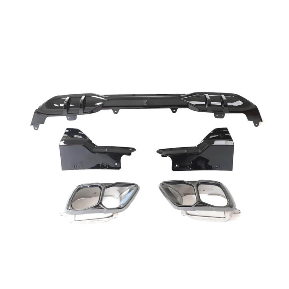 BMW X5 G05 Sport Utility 4-Door Rear Bumper Diffuser Lip W/ Exhaust Tips Tailpipe Glossy Black ABS-Ahacarbon