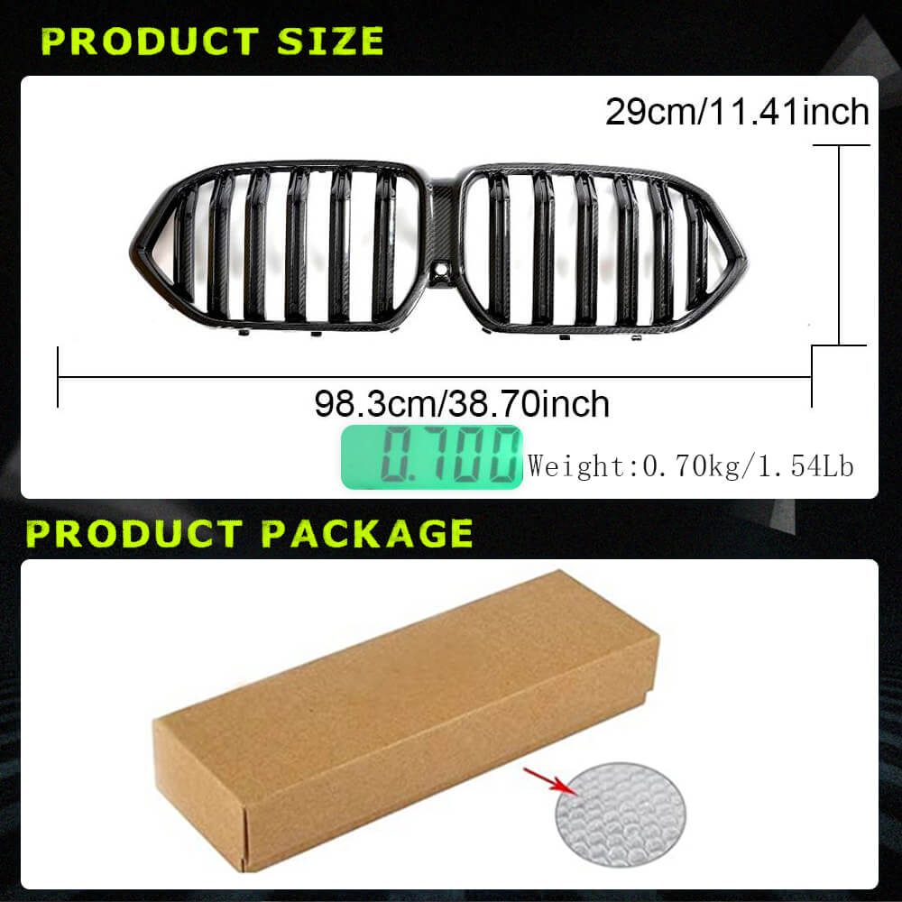 BMW X6 G06 F96 X6M 2020+ Front Dual Slat Bumper Grill Dry Carbon Fiber-Ahacarbon