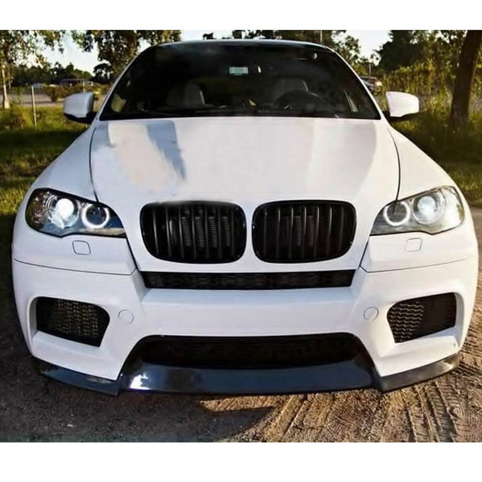 BMW X5M E70 X6M E71 2010-2014 Front Bumper Lip Glossy Black FRP-Ahacarbon