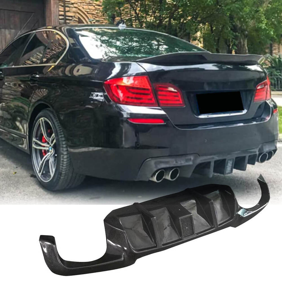 BMW 5 Series F10 M Sport 2012-2016 Rear Bumper Diffuser Carbon Fiber-Ahacarbon