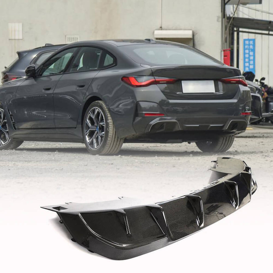 BMW i4 M50 M Sport 2022-2023 Rear Bumper Diffuser Carbon Fiber-Ahacarbon