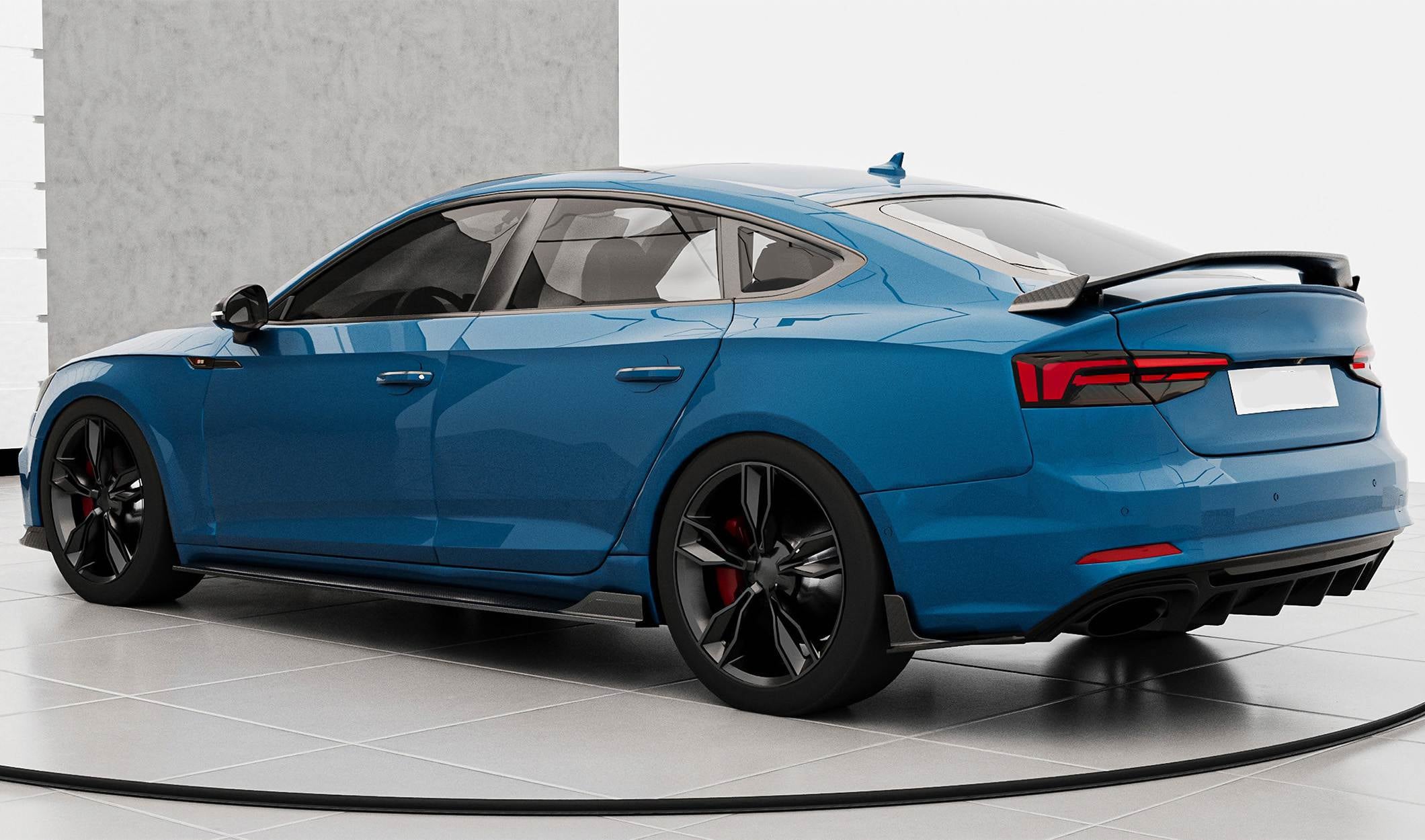 Audi A5 Sline S5 2017-2019 Front Bumper Lip Side Skirts Rear Diffuser Rear Trunk Spoiler Carbon Fiber-Ahacarbon