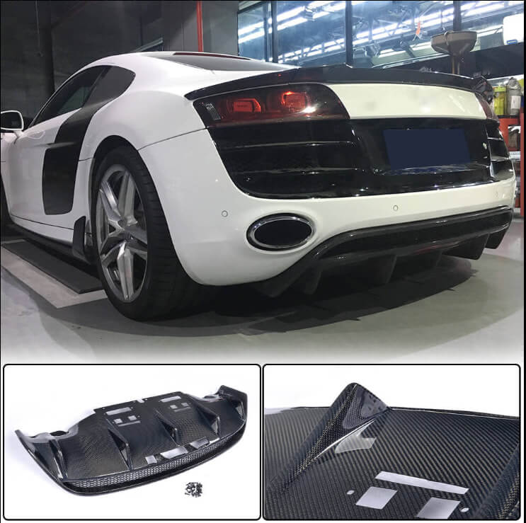 Audi R8 V8 V10 GT Pre-facelift 2008-2015 Front Bumper Lip Side Skirts Rear Diffuser Rear Trunk Spoiler Carbon Fiber-Ahacarbon