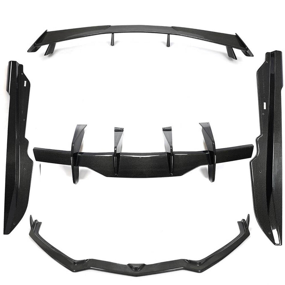 Chevrolet Corvette C8 Stingray 2020-2022 Front Bumper Lip Side Skirts Rear Diffuser Rear Trunk Spoiler Carbon Fiber-Ahacarbon