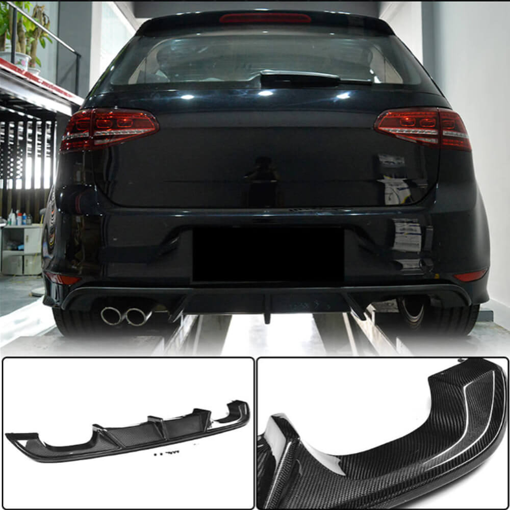 Volkswagen VW Golf 7 MK7 R R-line 2014-2016 Front Bumper Lip Side Skirts Rear Diffuser Rear Trunk Spoiler Carbon Fiber-Ahacarbon