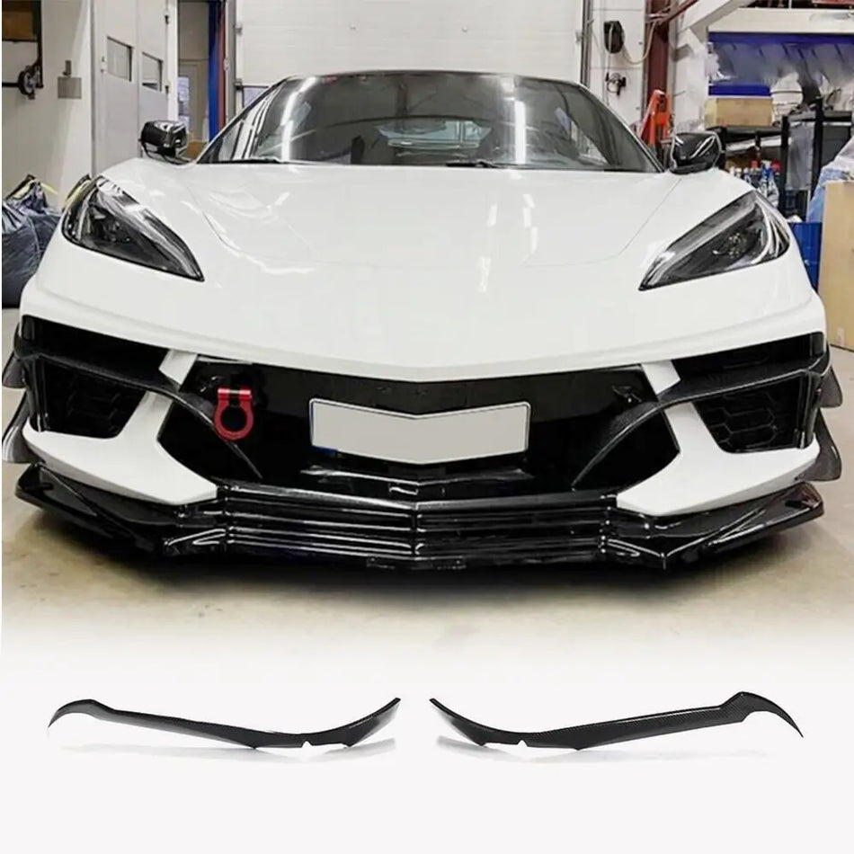 Chevrolet Corvette C8 2020-2022 Front Bumper Splitters Carbon Fiber-Ahacarbon