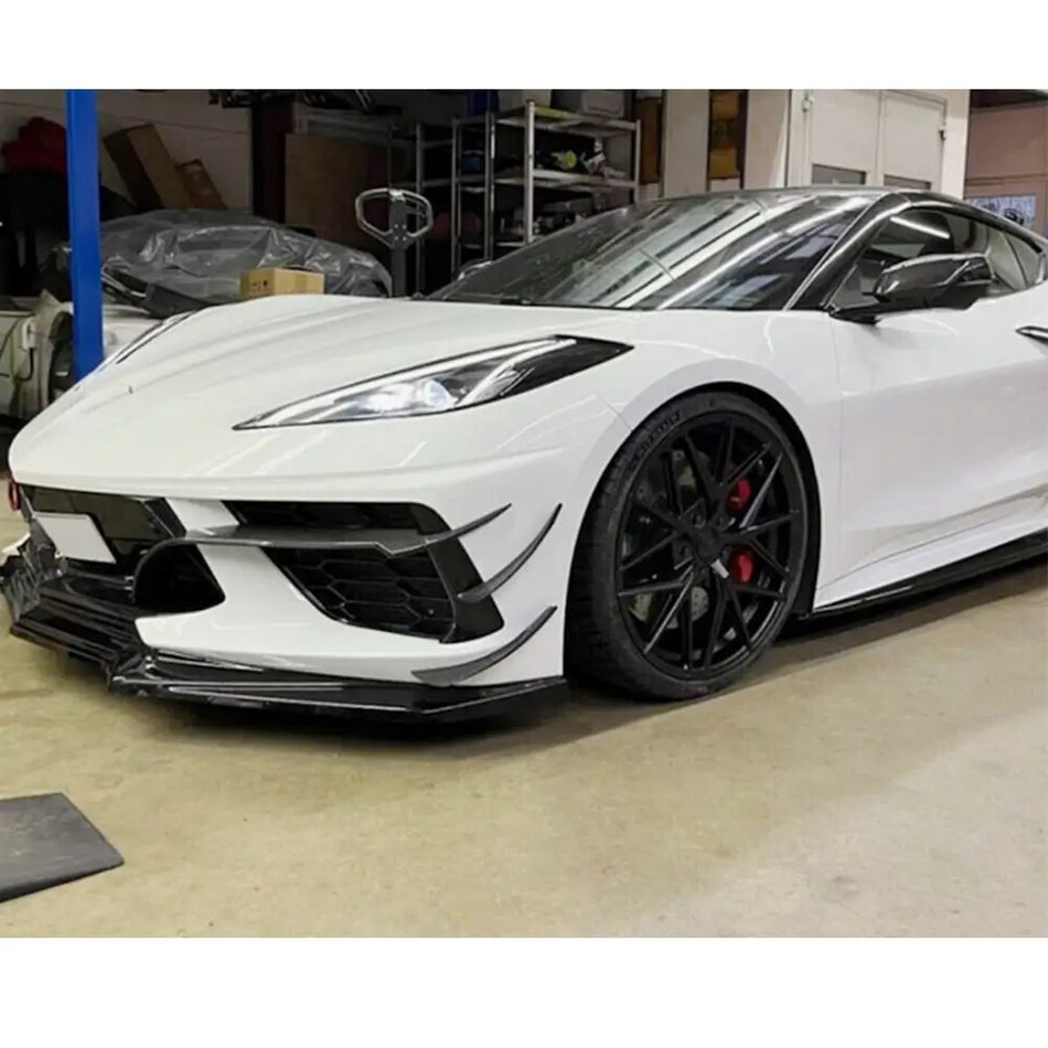 Chevrolet Corvette C8 2020-2022 Front Bumper Splitters Carbon Fiber-Ahacarbon
