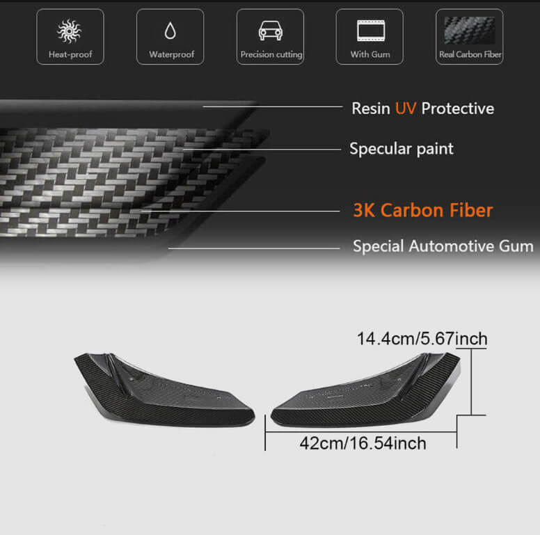 Chevrolet Corvette C8 2020-2022 Rear Bumper Diffuser with Splitters Carbon Fiber-Ahacarbon