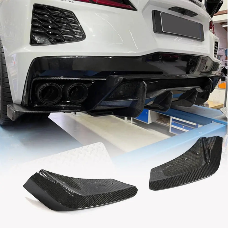 Chevrolet Corvette C8 Stingray 2020-2022 Rear Bumper Splitters Carbon Fiber/FRP-Ahacarbon