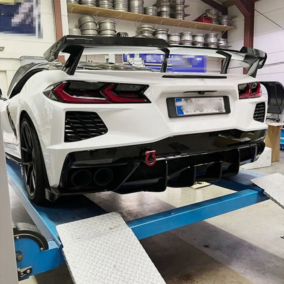 Chevrolet Corvette C8 Stingray 2020-2022 Rear Bumper Splitters Carbon Fiber/FRP-Ahacarbon