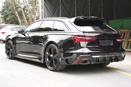 Audi RS6 2019-2022 Front Bumper Lip Side Skirts Rear Diffuser Rear Trunk Spoiler Rear Window Spoiler Dry Carbon Fiber-Ahacarbon
