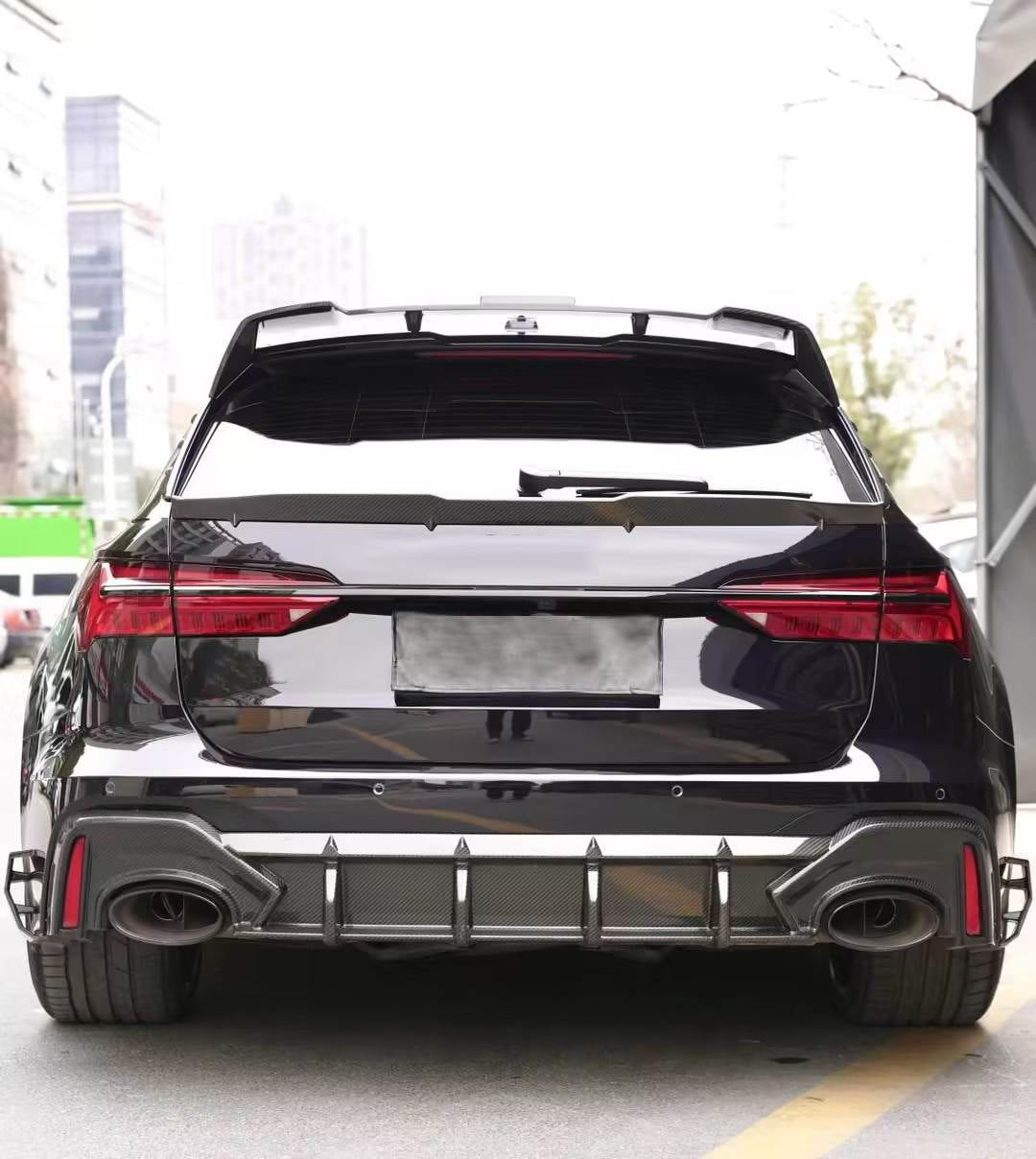 Audi RS6 2019-2022 Front Bumper Lip Side Skirts Rear Diffuser Rear Trunk Spoiler Rear Window Spoiler Dry Carbon Fiber-Ahacarbon