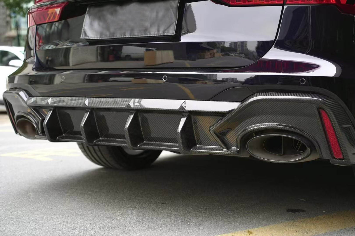 Audi RS6 2019-2022 Front Bumper Lip Side Skirts Rear Diffuser Rear Trunk Spoiler Rear Window Spoiler Dry Carbon Fiber-Ahacarbon