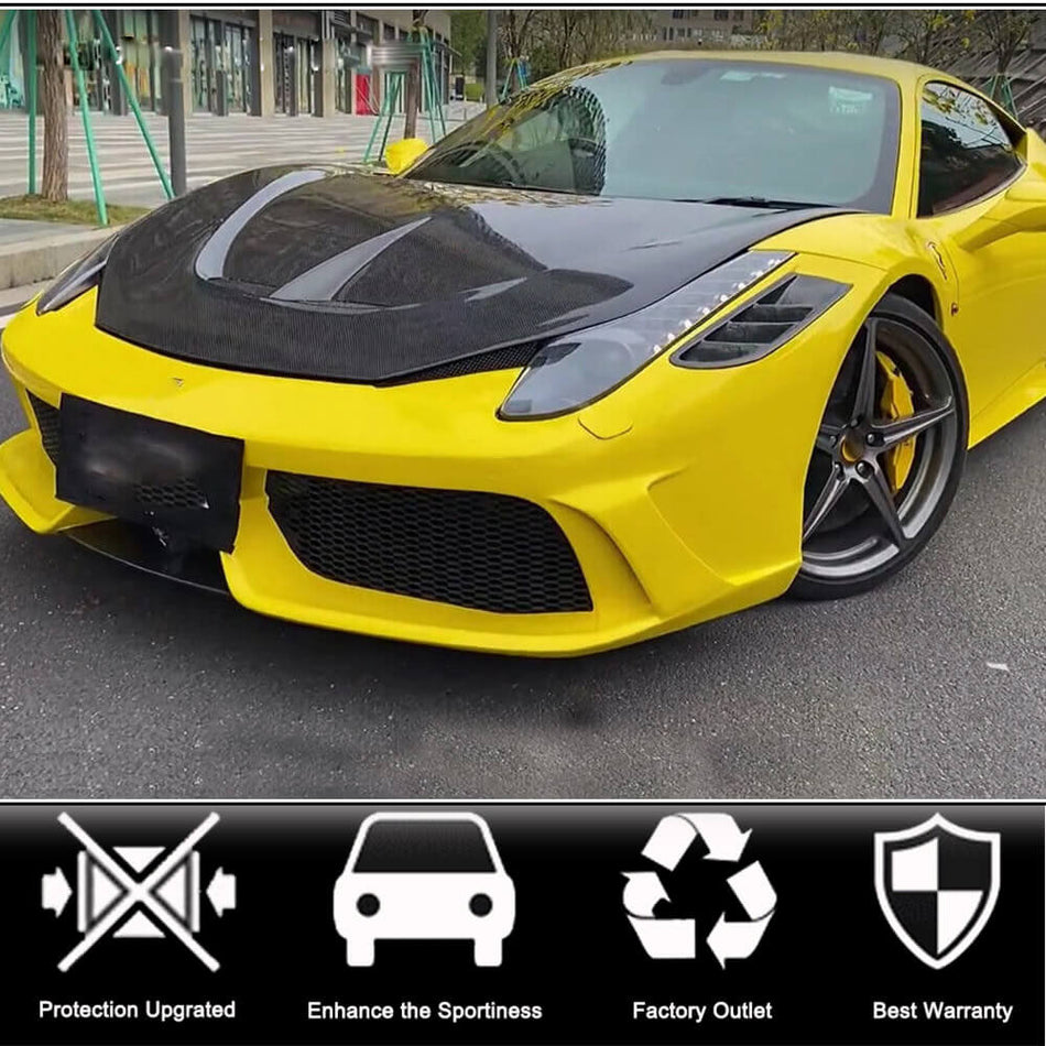 Ferrari 458 Italia Spider 2011-2015 Engine Bonnet Hood Cover Dry Carbon Fiber-Ahacarbon