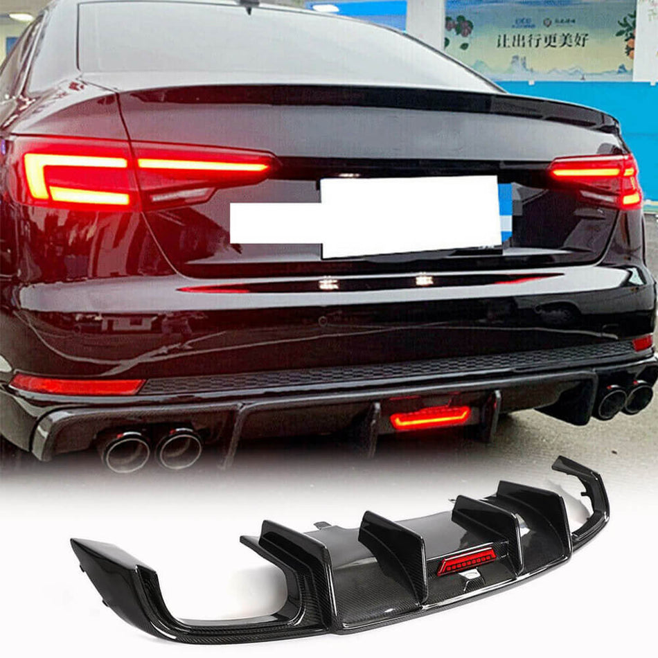 Audi A4 B9 Base Sedan Pre-facelift 2017-2019 Rear Bumper Diffuser Lip Carbon Fiber-Ahacarbon