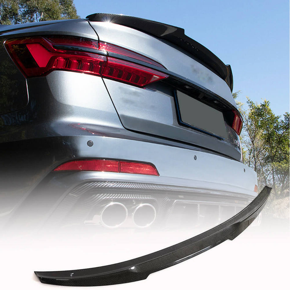 Audi A6 Sline S6 C8 Sedan 2019UP Rear Trunk Spoiler Carbon Fiber-Ahacarbon