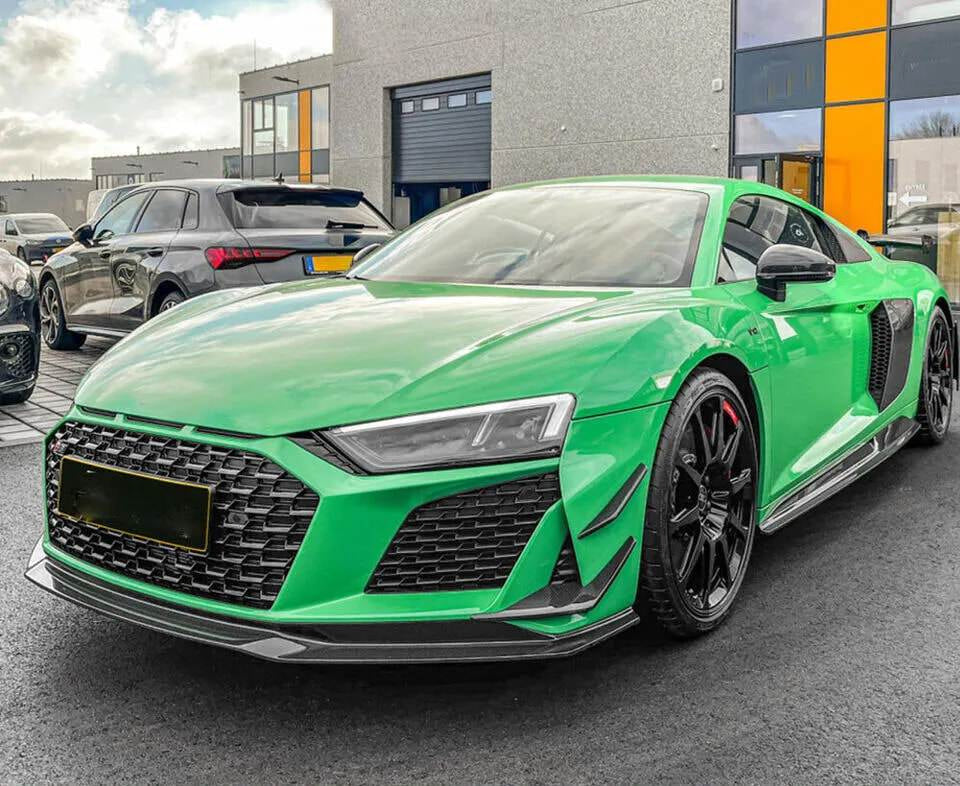 Audi R8 V10 Coupe Spyder Convertible 2Door 2023+ Front Bumper Lip Dry Carbon Fiber-Ahacarbon