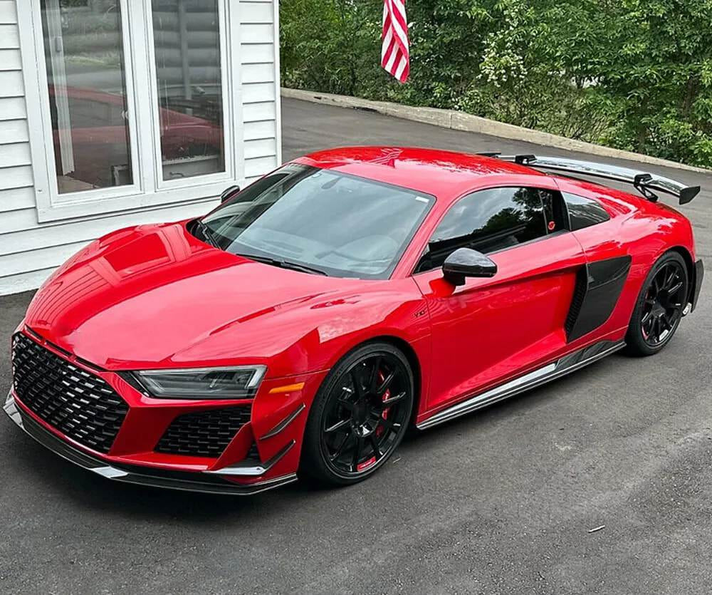 Audi R8 V10 Coupe Spyder Convertible 2Door 2023+ Front Bumper Lip Dry Carbon Fiber-Ahacarbon