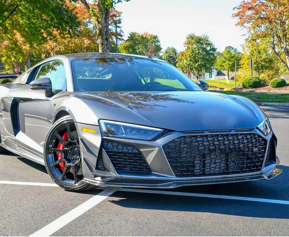 Audi R8 V10 Coupe Spyder Convertible 2Door 2023+ Front Bumper Lip Dry Carbon Fiber-Ahacarbon