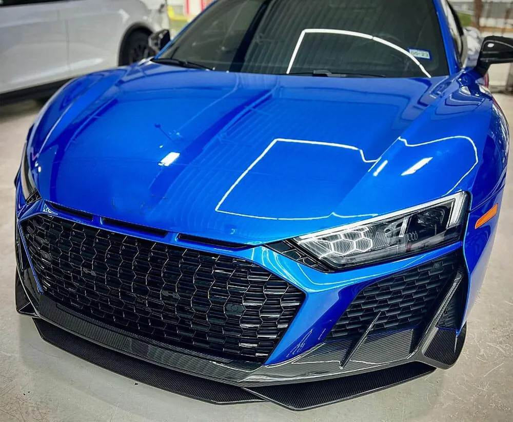 Audi R8 V10 Coupe Spyder Convertible 2Door 2022+ Front Bumper Lip Dry Carbon Fiber-Ahacarbon