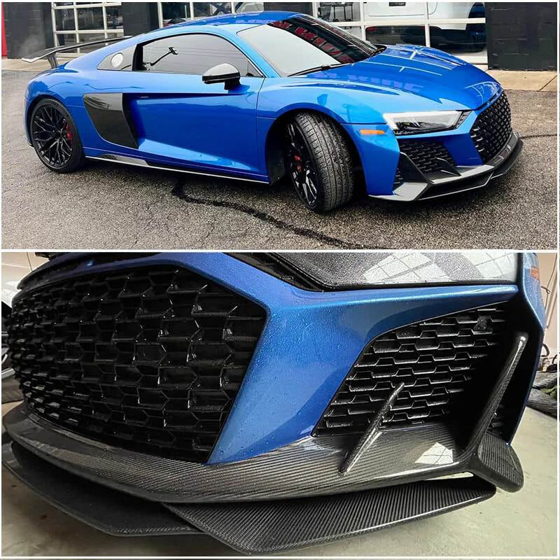 Audi R8 V10 Coupe Spyder Convertible 2Door 2022+ Front Bumper Lip Dry Carbon Fiber-Ahacarbon