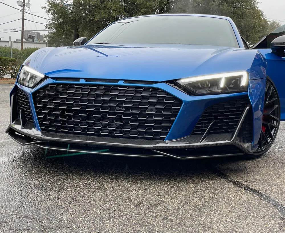 Audi R8 V10 Coupe Spyder Convertible 2Door 2022+ Front Bumper Lip Dry Carbon Fiber-Ahacarbon