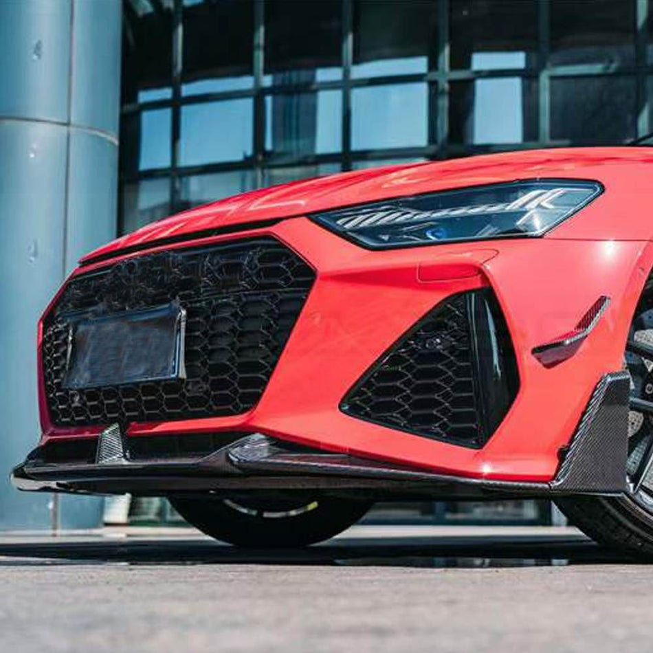 Audi RS7 C8 Sportback 2020-2022 Front Bumper Lip Chin Dry Carbon Fiber-Ahacarbon