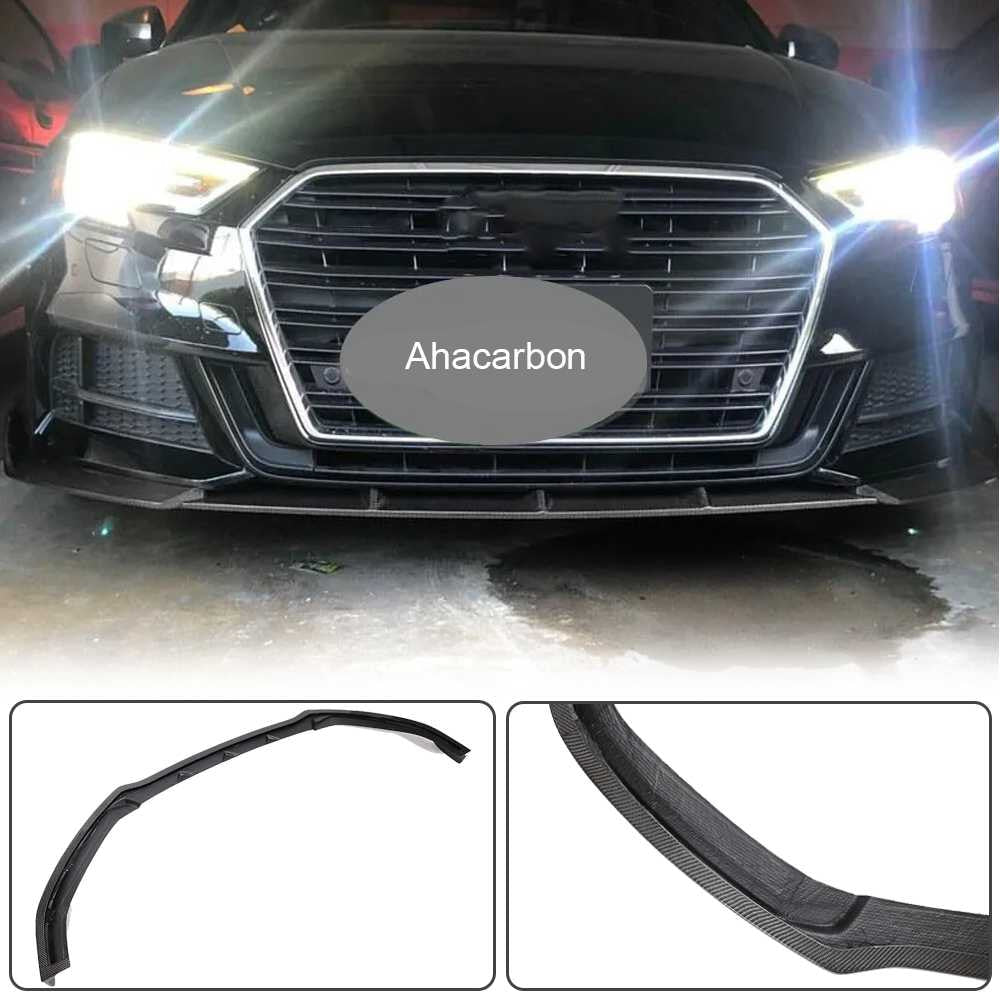 Audi S3 A3 Sline 8V.5 Sedan Facelift 2017-2020 Front Bumper Lip Carbon Fiber-Ahacarbon