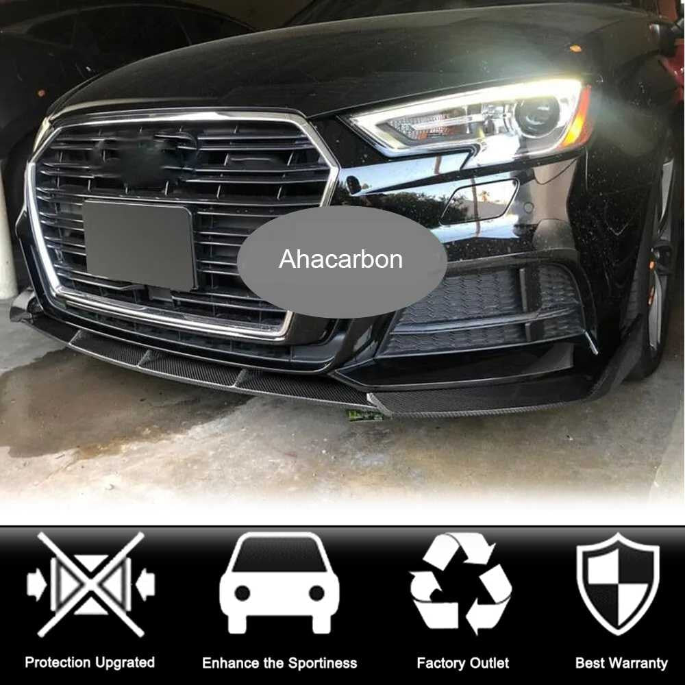 Audi S3 A3 Sline 8V.5 Sedan Facelift 2017-2020 Front Bumper Lip Carbon Fiber-Ahacarbon