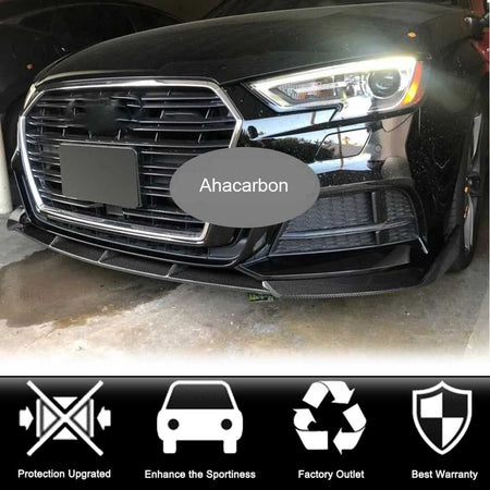 Audi S3 A3 Sline 8V.5 Sedan Facelift 2017-2020 Front Bumper Lip Carbon Fiber-Ahacarbon