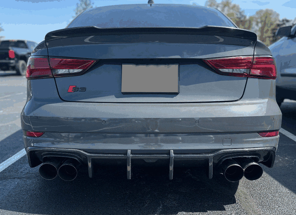 Audi S3 A3 Sline 8V.5 Sedan Facelift 2017-2020 Rear Bumper Diffuser Lip Carbon Fiber/FRP-Ahacarbon